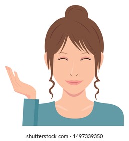 Young woman vector illustration (upper body) / guidance, introduction, recommendation