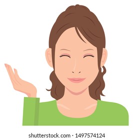 Young woman vector illustration (upper body) / guidance, introduction, recommendation