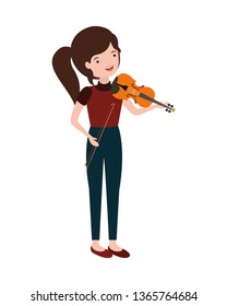 young woman with violin character