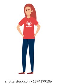 young woman volunteer character