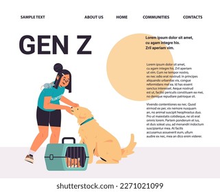 young woman volunteer with dog and rat animals generation Z lifestyle concept horizontal