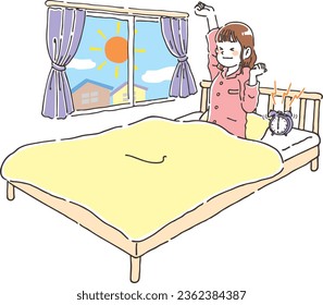 Young woman waking up refreshed in the morning