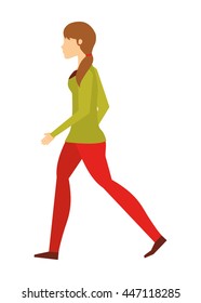 young woman walking isolated icon design, vector illustration  graphic 