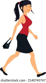 Young woman walking. Pretty fashionable lady person