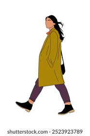 Young woman walking side view vector isolated