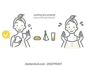 young woman washing her face