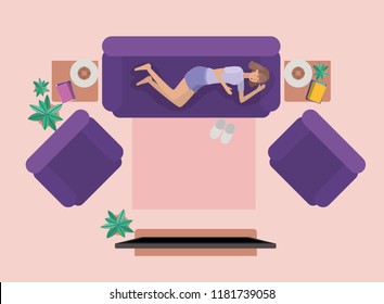 young woman watching tv on the livingroom