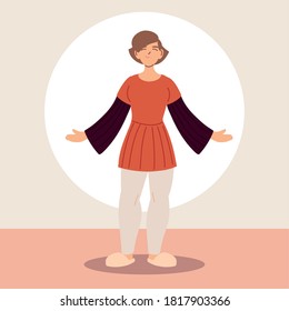 young woman wearing casual clothes vector illustration design