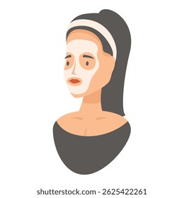 Young woman is wearing a cosmetic facial mask and enjoying a home spa day