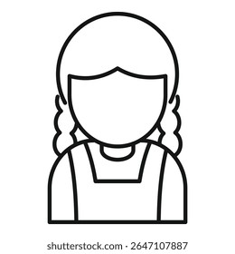 Young woman wearing a dress is smiling in black and white line art drawing
