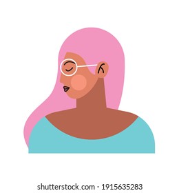 young woman wearing sunglasses character vector illustration design