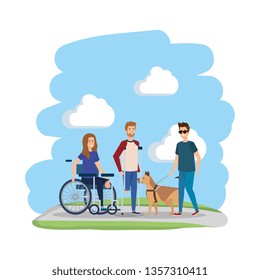 young woman in wheelchair with friends