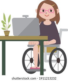 Young woman in a wheelchair PC
