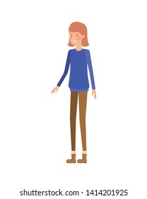 young woman in white background avatar character