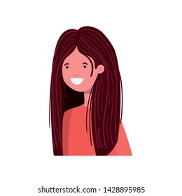 young woman in white background avatar character