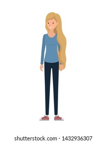 young woman in white background avatar character