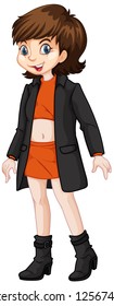 Young woman white background illustration