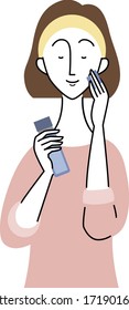 a young woman who applies a toner