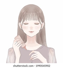 It is a young woman who is applying the hand cream.