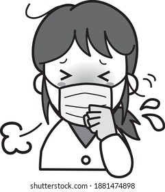 Young woman who can't stop coughing and sneezing