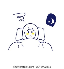 A young woman who is having trouble sleeping at night.