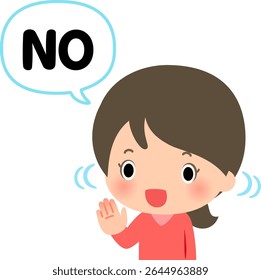 A young woman who says "NO" with a smile