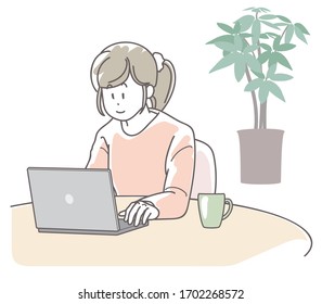 a young woman who is working from home