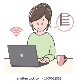 a young woman who is working from home