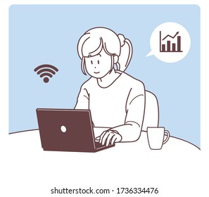 a young woman who is working from home