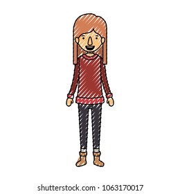 young woman with winter clothes