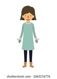 young woman with winter clothes