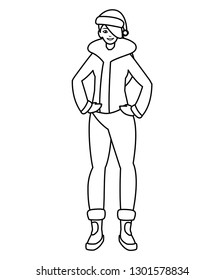 young woman with winter clothes