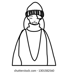 young woman with winter clothes