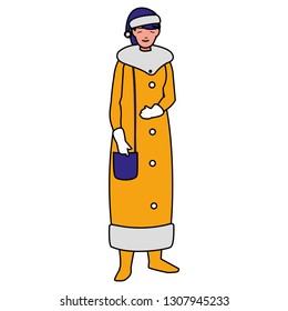 young woman with winter clothes