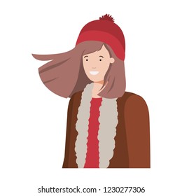 young woman with winter clothes avatar character