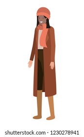young woman with winter clothes avatar character