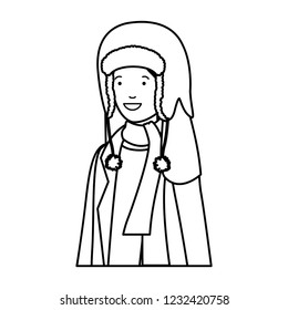 young woman with winter clothes avatar character