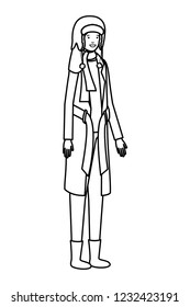 young woman with winter clothes avatar character