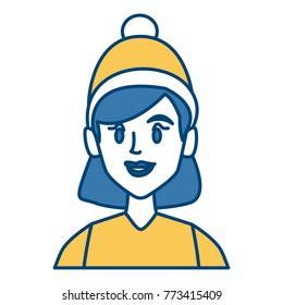 Young woman with winter hat cartoon