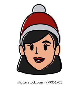 Young woman with winter hat cartoon