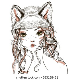 Wolf Girl Tattoo Images Stock Photos Vectors Shutterstock