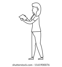 young woman working with documents