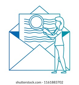 young woman working with envelope