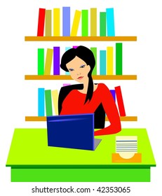 Young woman working at her desk