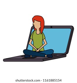 young woman working with laptop