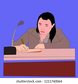 Young woman working in meeting room.