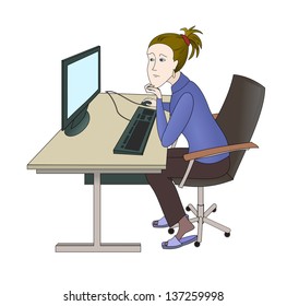 Young woman working on computer