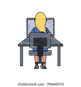 Young woman working on computer