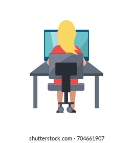 Young woman working on computer