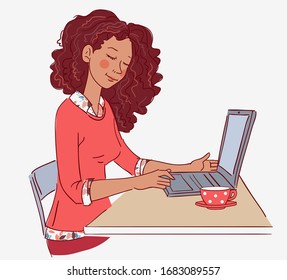 Young woman working on laptop